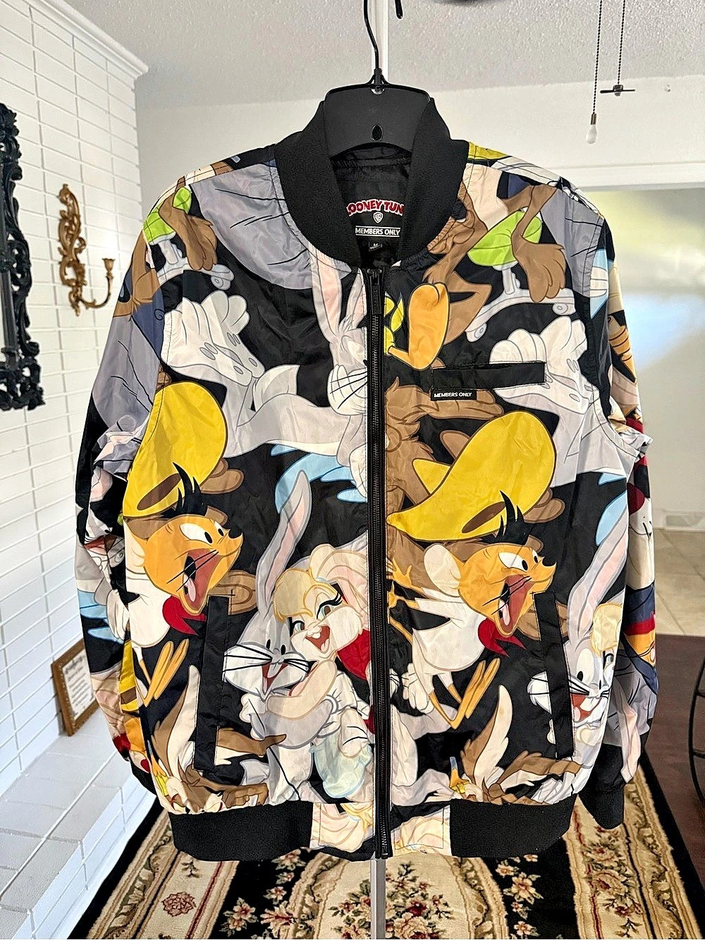 Members Only Looney Tunes Bomber Jacket in Black & Yellow